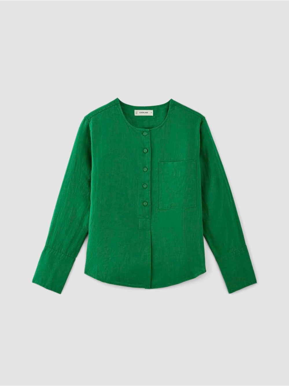 Everlane Emerald Green Linen Popover Shirt - Size Small Like New - Picture 2 of 8